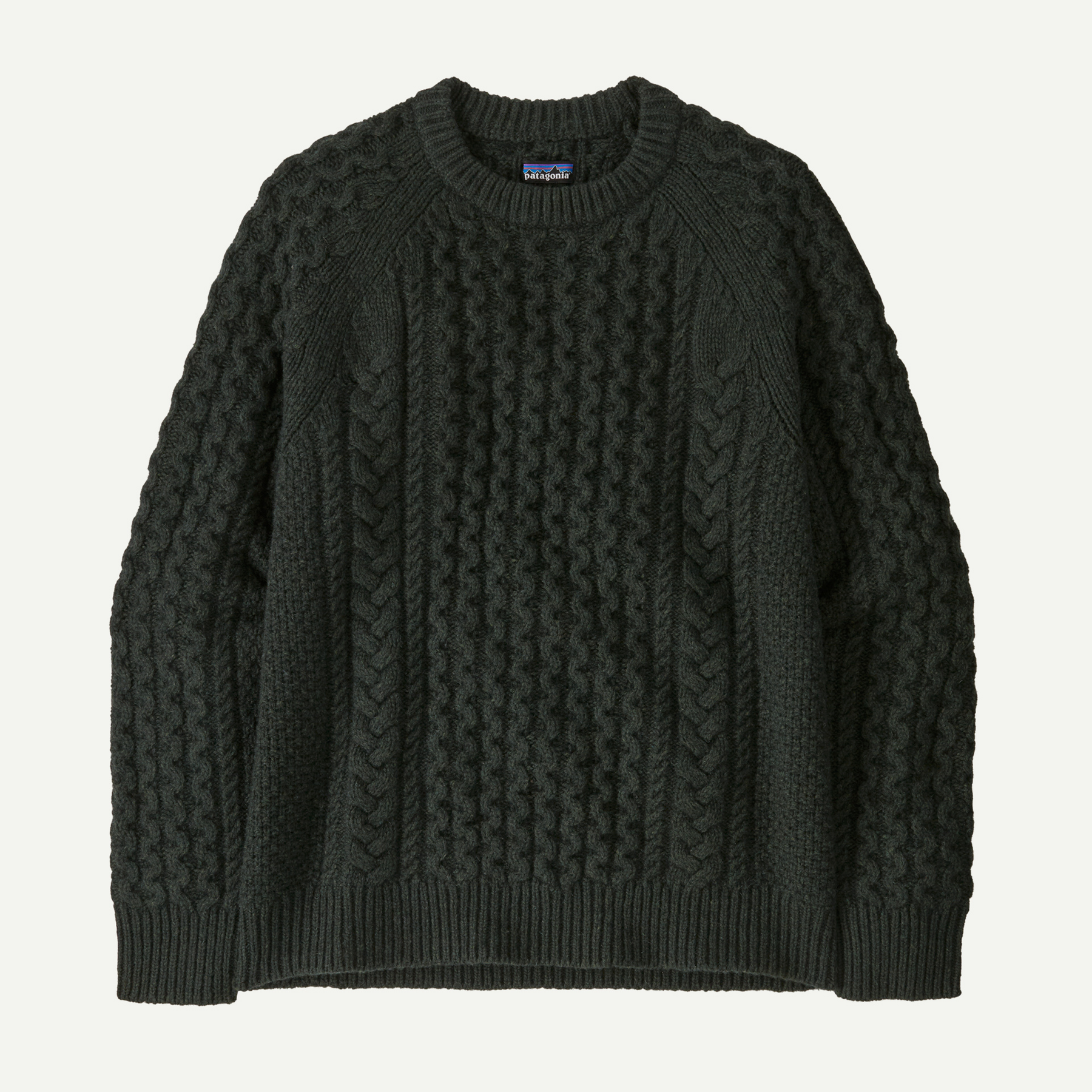 Recycled Wool-Blend Cable-Knit Crewneck Sweater