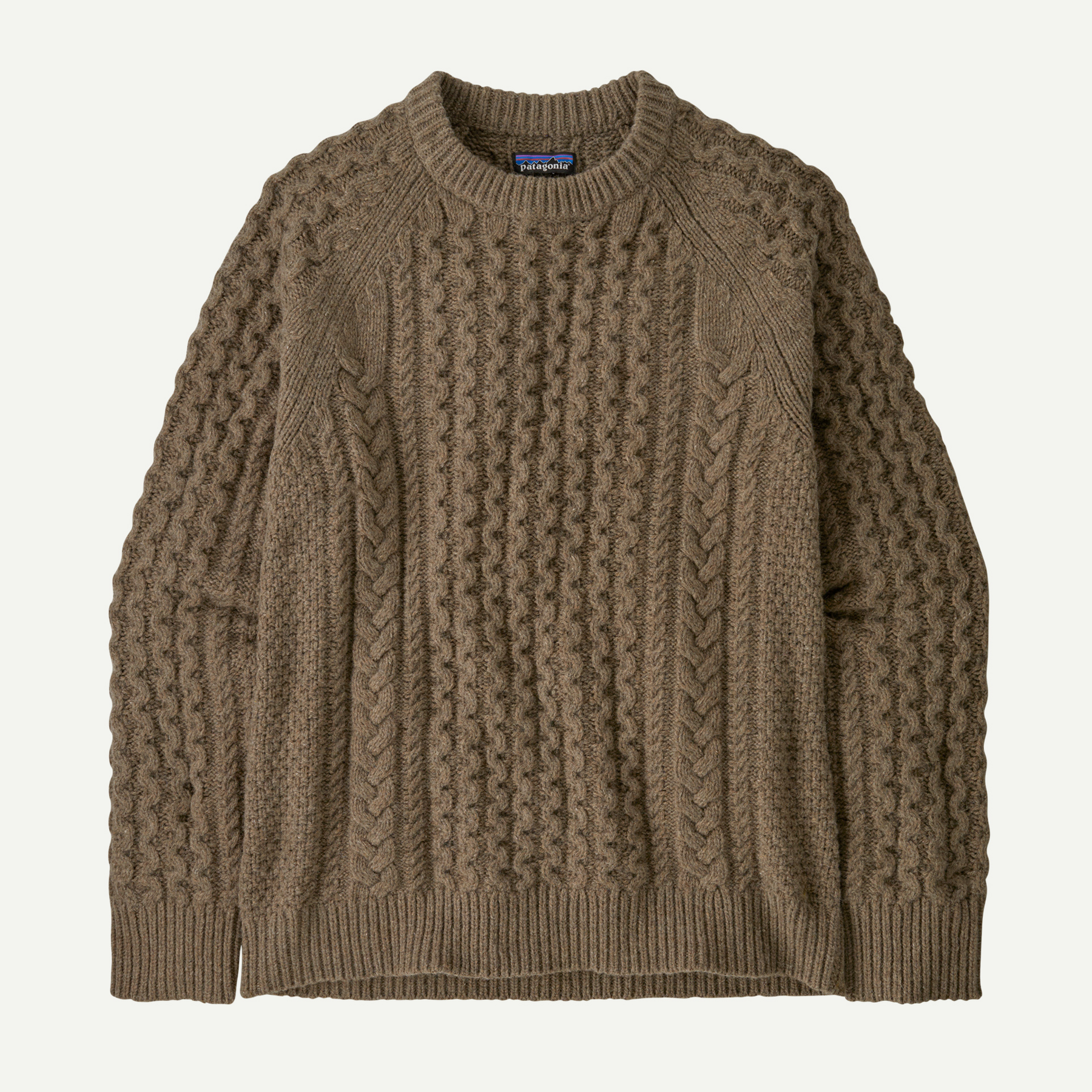 Recycled Wool-Blend Cable-Knit Crewneck Sweater