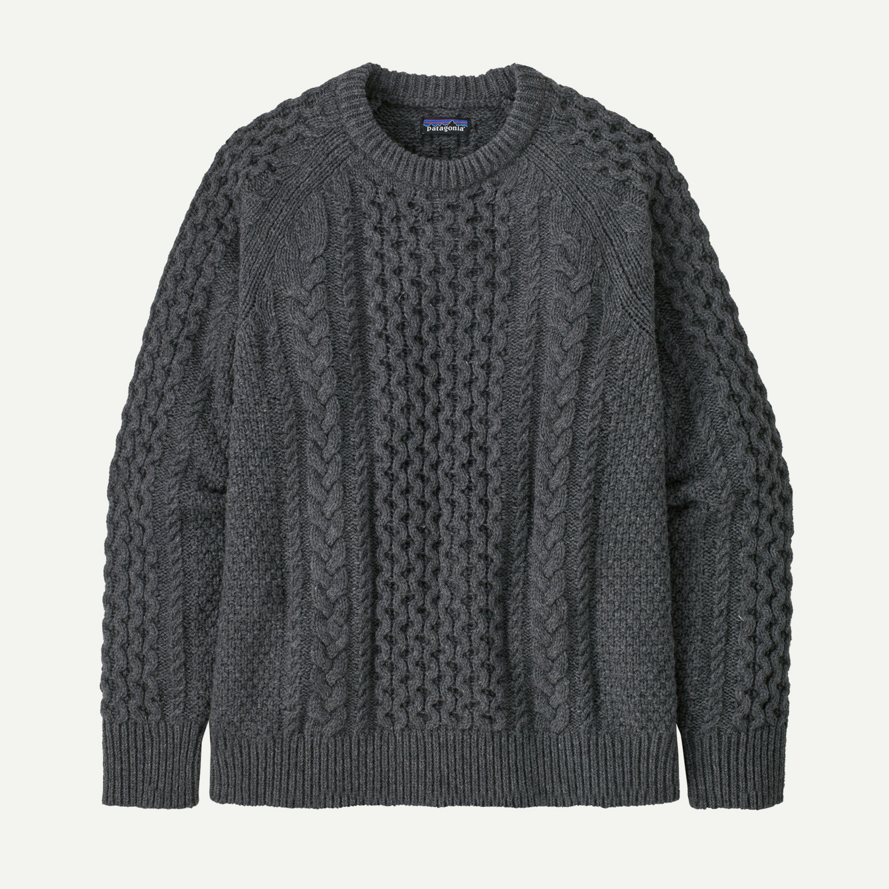 Recycled Wool-Blend Cable-Knit Crewneck Sweater