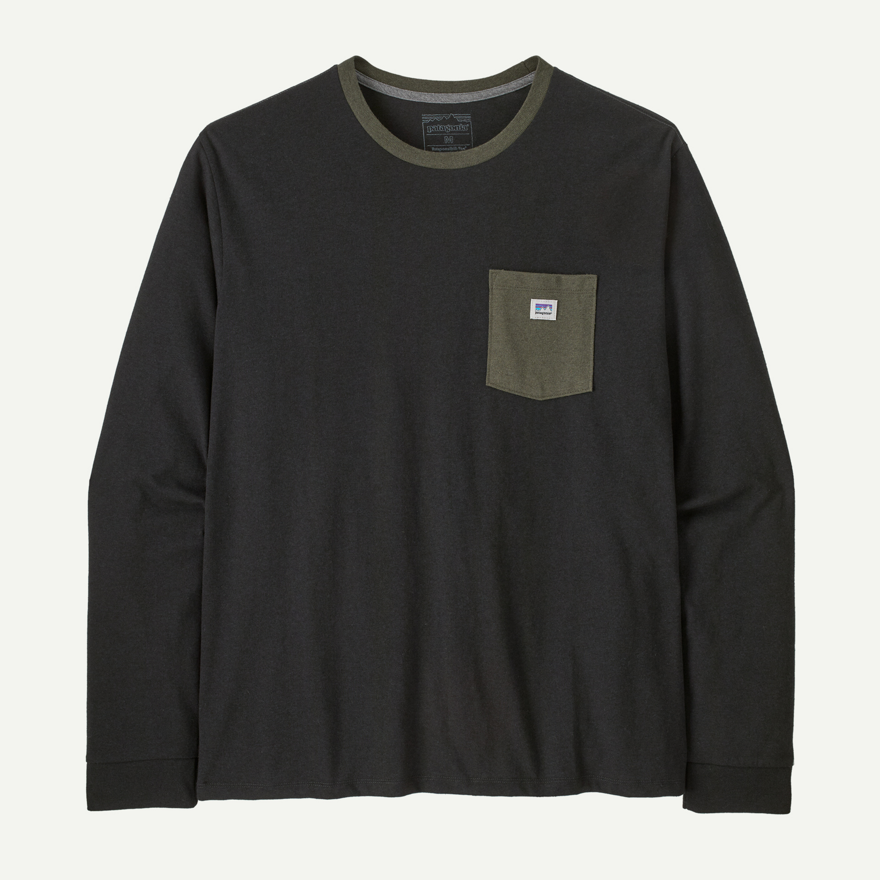 Men's Long-Sleeved Shop Sticker Pocket Responsibili-Tee