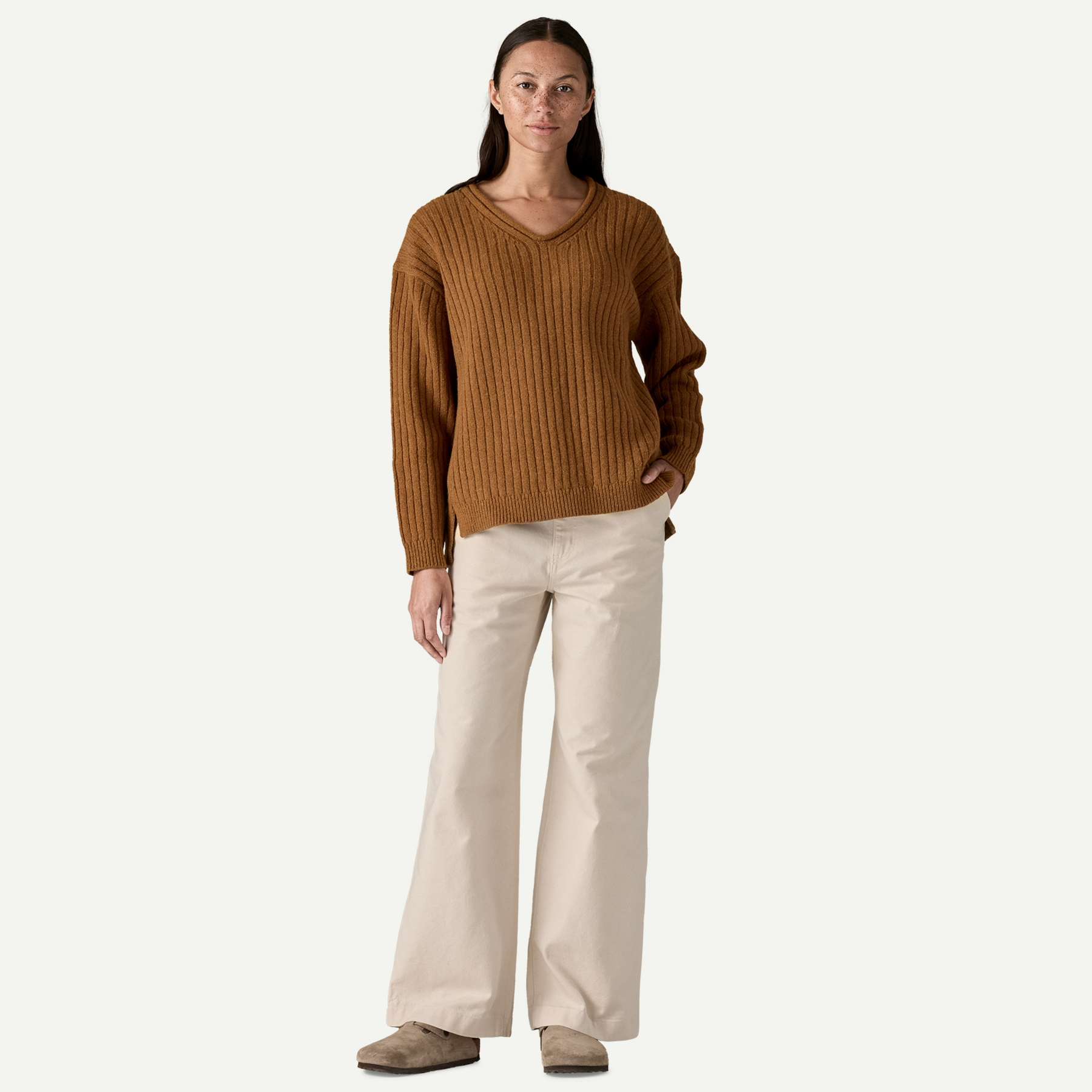 Women's Recycled Wool-Blend V-Neck Sweater - Image 4